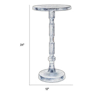24 Inch Accent Drink Table, Round Tabletop, Turned Pedestal Base, Gold - BM309575