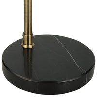 72 Inch Arc Floor Lamp, Black Metal Shade, Marble Foot, Antique Brass - BM309583