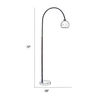 72 Inch Arc Floor Lamp, Black Metal Shade, Marble Foot, Antique Brass - BM309583