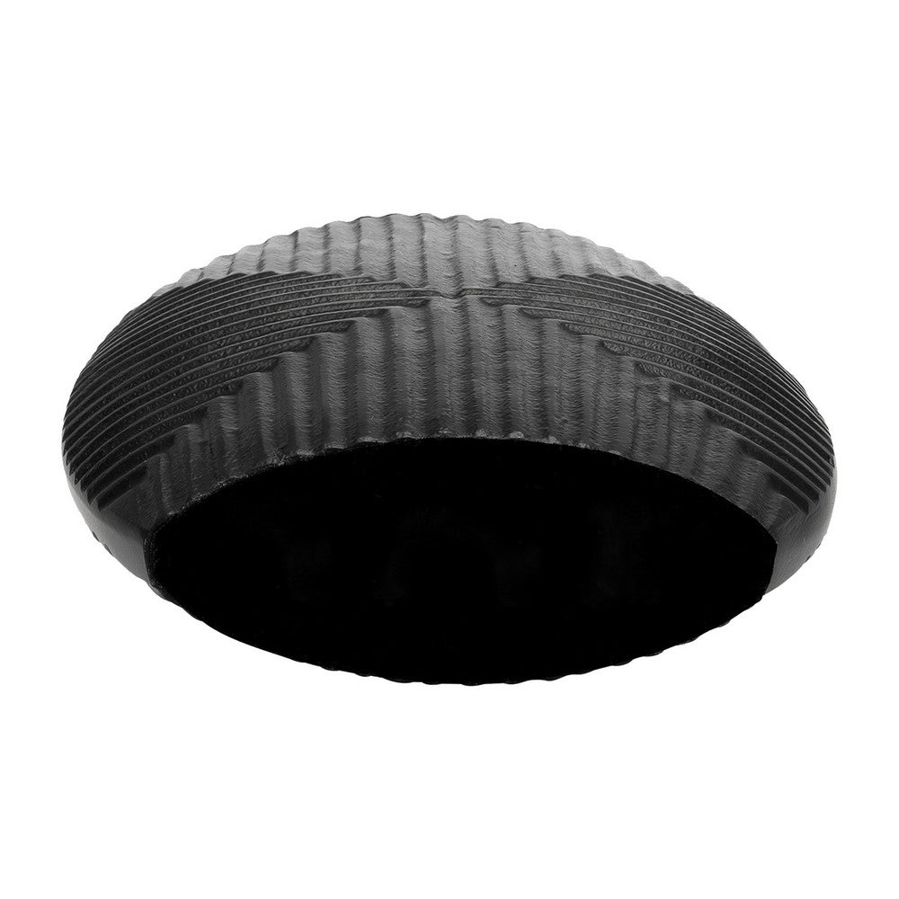 Ako 10 Inch Vase, Metal Ribbed Body Design, Curved Top, Matte Black Finish - BM309617