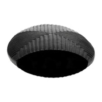 Ako 10 Inch Vase, Metal Ribbed Body Design, Curved Top, Matte Black Finish - BM309617