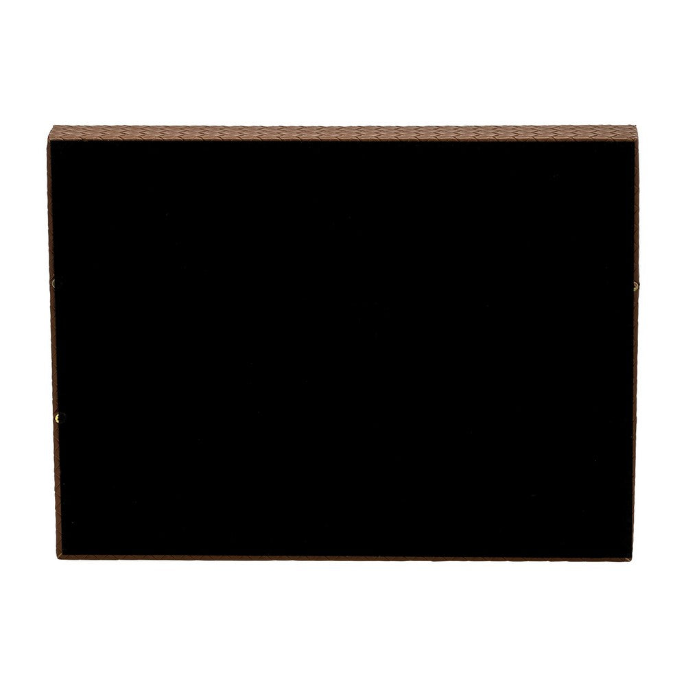 Eli 16, 18 Inch Set of 2 Trays, Stitched, Gold Handles, Brown Faux Leather - BM309619