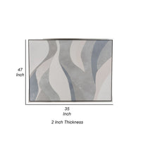35 x 47 Framed Wall Art, Handpainted Green Waves Abstract Modern Sage Green - BM309632