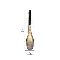 Olu 26 Inch Vase, Elongated Rugged Shell Shape, Metal, Gold Accent Finish - BM309633