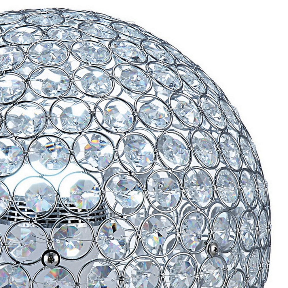 Hazel 13 Inch Table Lamp, Crystal, LED Globe Shade, Metal, Clear Finish - BM309672