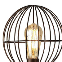 26 Inch Table Lamp, Industrial Wire Cage Shade, Metal, Antique Bronze  - BM309673