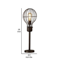26 Inch Table Lamp, Industrial Wire Cage Shade, Metal, Antique Bronze  - BM309673