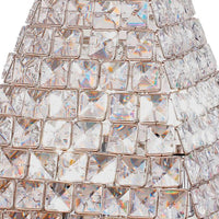 14 Inch Table Lamp, Crystal Pyramid Shaped Frame, Stone Studded, Silver - BM309689