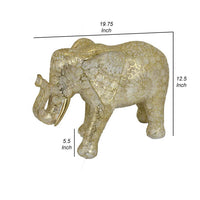 Jery 20 Inch Elephant, Tabletop Decorative Vintage Style Statue, Gold - BM309691