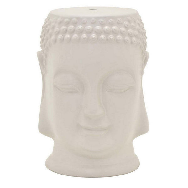 Suny 18 Inch Buddha Plant Stand Table, Figurine, White, Transitional Style - BM309706