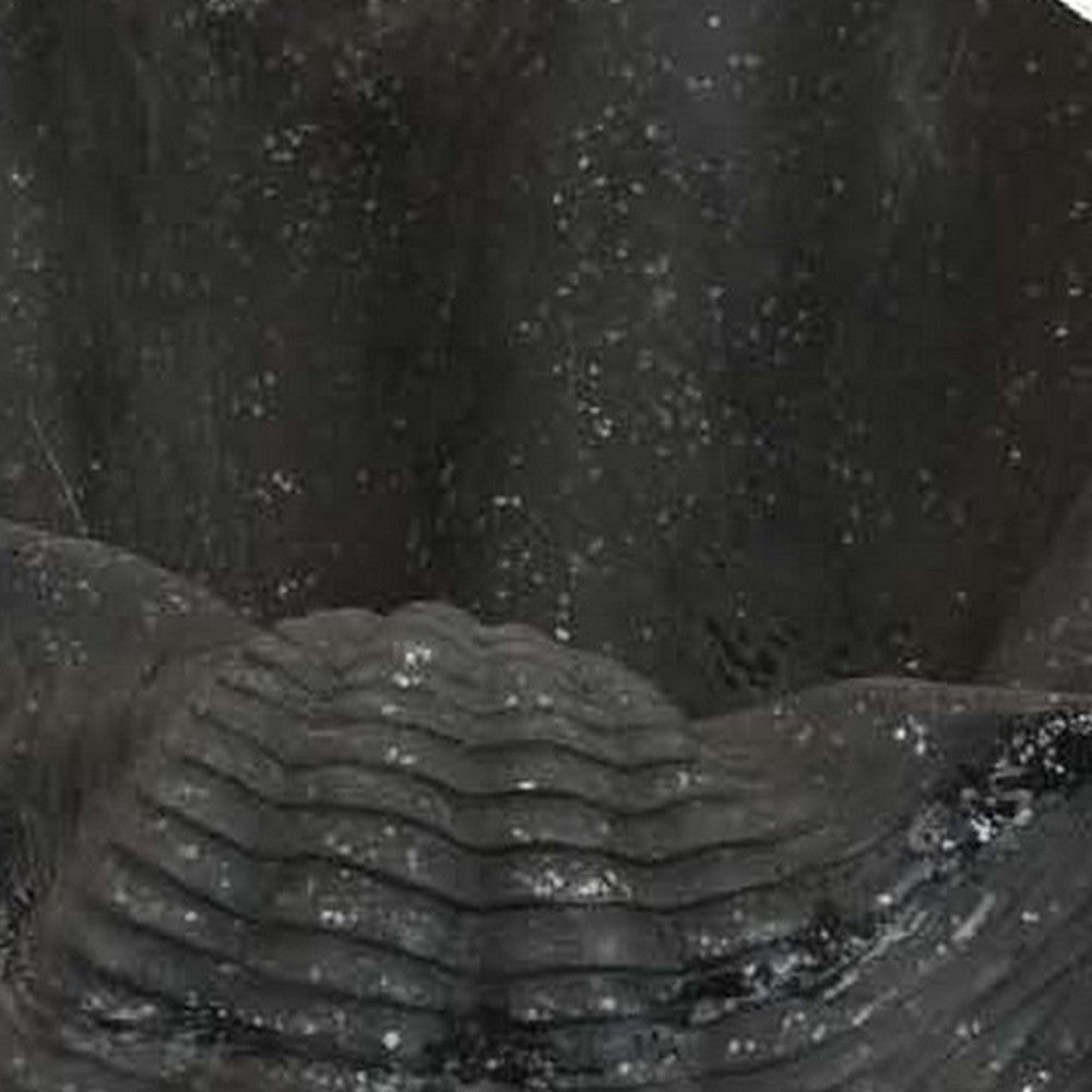 17 Inch Decorative Resin Shell, Smooth Curved Design, Textured Black - BM309717