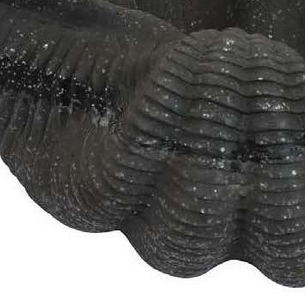 17 Inch Decorative Resin Shell, Smooth Curved Design, Textured Black - BM309717