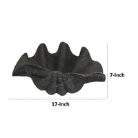 17 Inch Decorative Resin Shell, Smooth Curved Design, Textured Black - BM309717