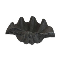17 Inch Decorative Resin Shell, Smooth Curved Design, Textured Black - BM309717