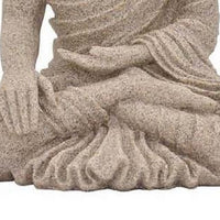 14 Inch Sitting Buddha Figurine, Durable Resin, Classic Textured Brown - BM309720