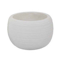 Line 10 Inch Planter Set of 2, Round Resin Body, Carved White Finish - BM309741