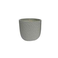 14 Inch Planter Set of 2, Drum Shape, Engraved Design, Textured Green - BM309745