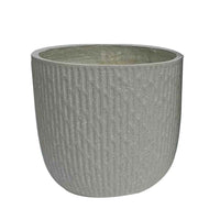 14 Inch Planter Set of 2, Drum Shape, Engraved Design, Textured Green - BM309745