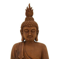 42 Inch Buddha Figurine, Sitting Sculpture,  Brown Resin, Transitional - BM309753