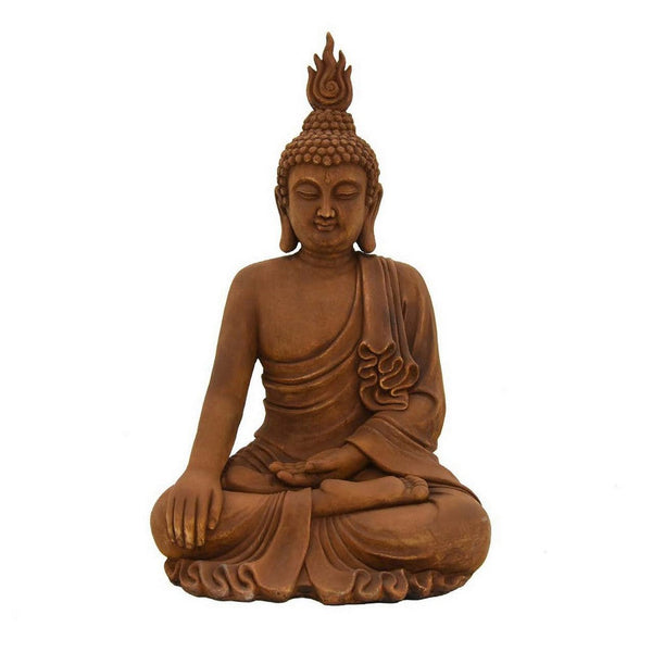 42 Inch Buddha Figurine, Sitting Sculpture,  Brown Resin, Transitional - BM309753