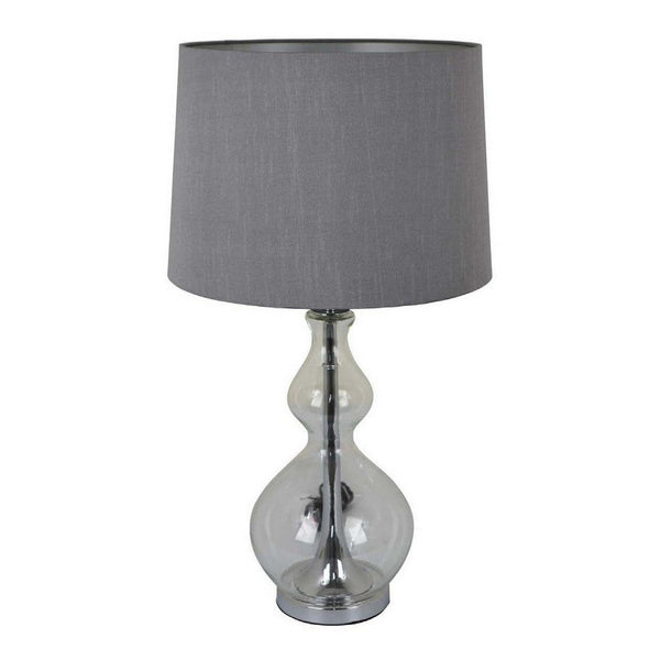 Muna 26 Inch Table Lamp, Cone Style Shade, Turned Glass Body, Transparent - BM309767