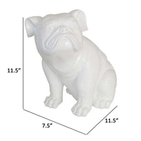 12 Inch Accent Figurine, Pug Dog Statue in a Sitting Posture, White Resin - BM309772