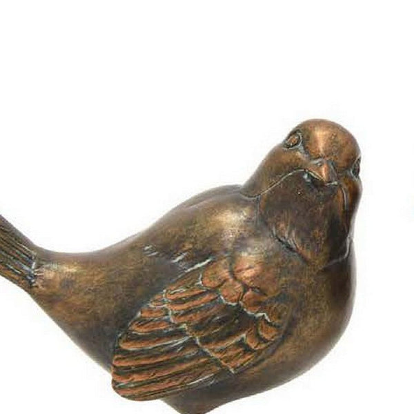 6 Inch Accent Bird Figurine Set of 2, Rustic Bronze Resin, Standing Posture - BM309773