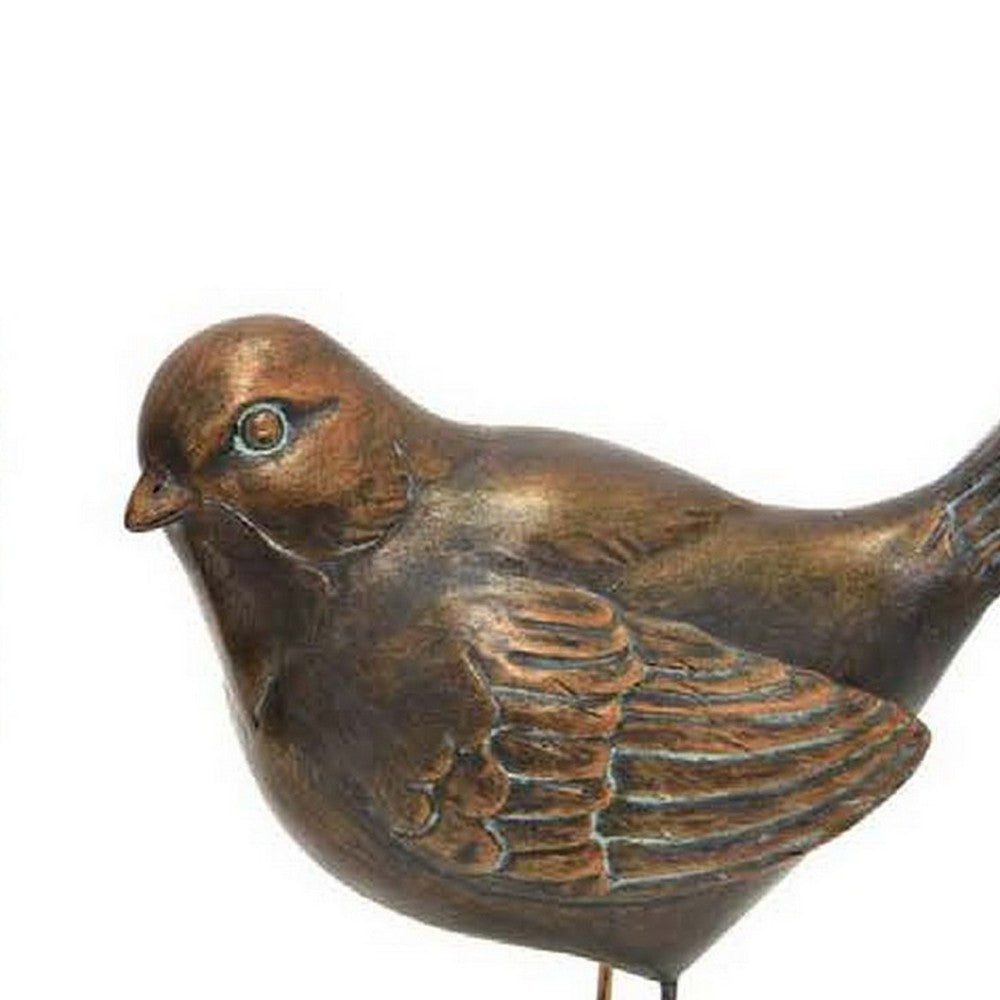 6 Inch Accent Bird Figurine Set of 2, Rustic Bronze Resin, Standing Posture - BM309773