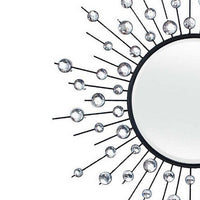 32 Inch Wall Decor, Round Mirror, Sunburst Style, Metal, Black, Silver - BM309819