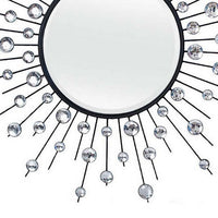 32 Inch Wall Decor, Round Mirror, Sunburst Style, Metal, Black, Silver - BM309819