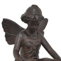 Nape 22 Inch Fairy Reading Book Figurine, Garden Statue, Resin, Brown - BM309901
