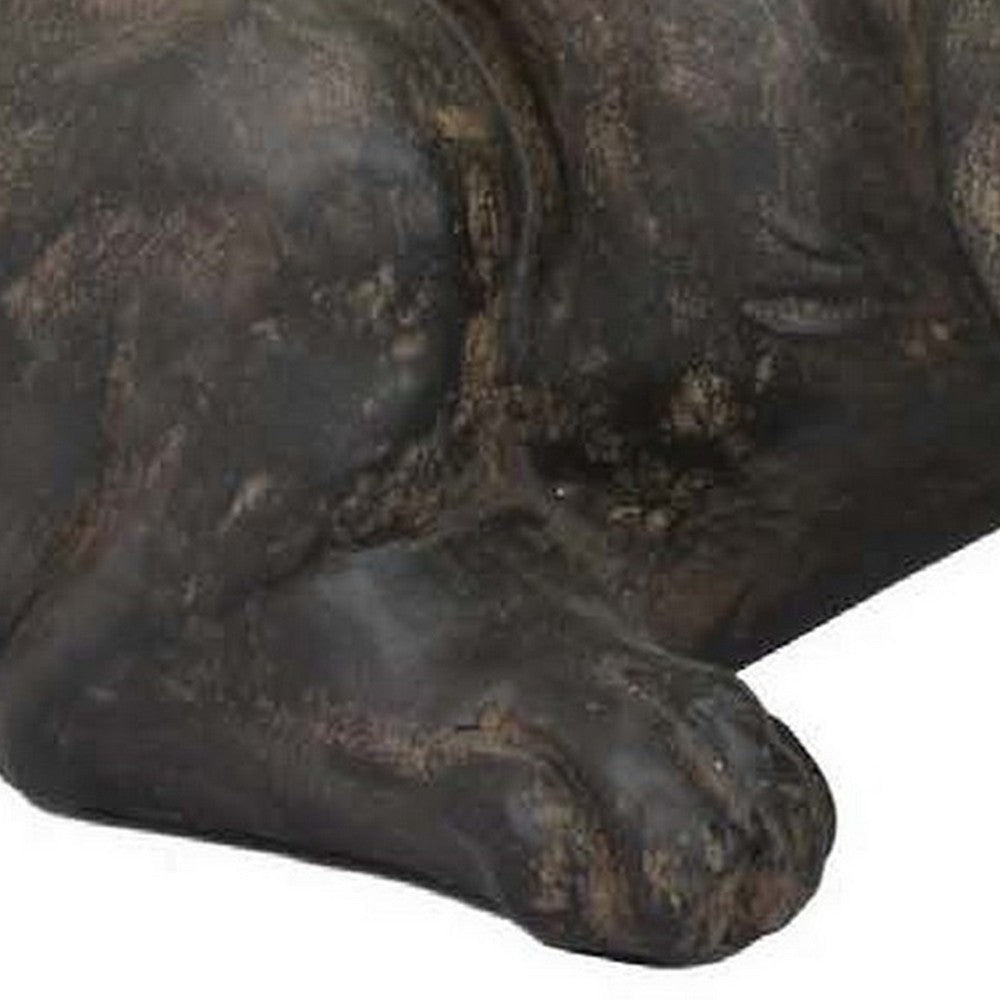 13 Inch Pug Dog Figurine, Sitting Sculpture Decor, Garden Statue, Black - BM309963
