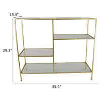 Casy 35 Inch Plant Display Stand with 4 Varied Shelves, Gold Metal - BM310018