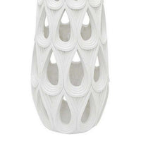 Lee 24 Inch Vase, Pierced Cut Out Water Drop Design, Resin, White Finish - BM310060