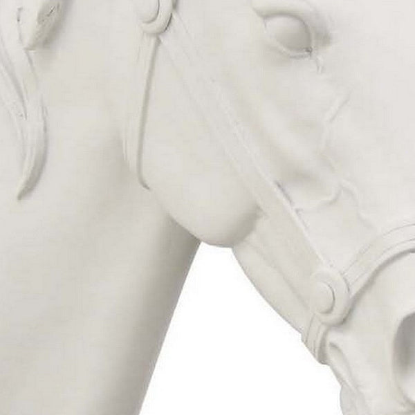 Lilie 14 Inch Horse Head Bust Statuette, Wall Mount Design, Resin, White - BM310084