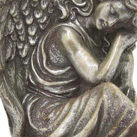 15 Inch Fairy Angel Garden Statue Decoration, Sitting Pose, Silver Resin - BM310086