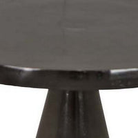 Riot 19 Inch Plant Stand Table, Round Top, Triangle Pedestal, Metal, Black - BM310106