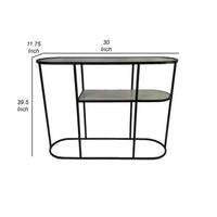 40 Inch Plant Stand Table, Open Metal Frame, 2 Glass Shelves, Black Finish - BM310142