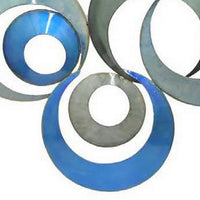41 Inch Wall Decor, Circular Interconnected Design, Modern Blue, Silver - BM310150