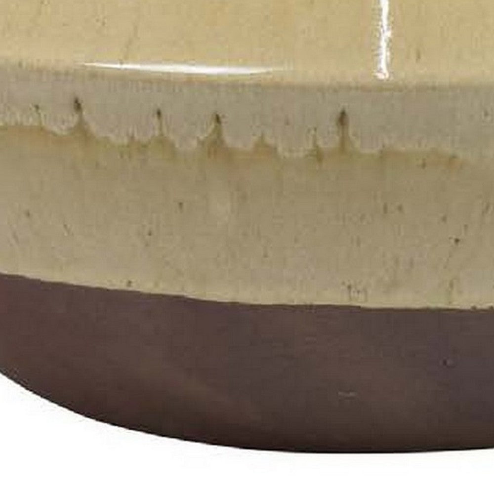 Elf 14 Inch Vase, Antique Bowl Shape, 2 Handles, Brown, Transitional Style - BM310163