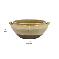 Elf 14 Inch Vase, Antique Bowl Shape, 2 Handles, Brown, Transitional Style - BM310163