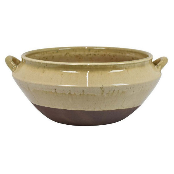 Elf 14 Inch Vase, Antique Bowl Shape, 2 Handles, Brown, Transitional Style - BM310163