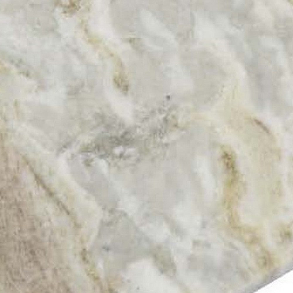 Entro Tray Set of 2, Rectangular Shape, 2 Gold Handles, White Finish Marble - BM310175