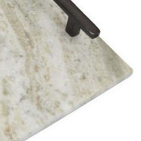 Entro Tray Set of 2, Rectangular Shape, 2 Gold Handles, White Finish Marble - BM310175