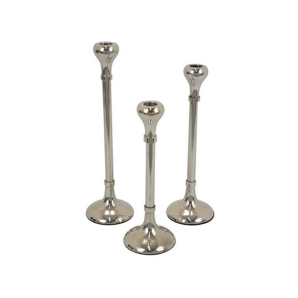 Dia Set of 3 Tabletop Decorations, Round Pedestal Base, Silver Metal - BM310176