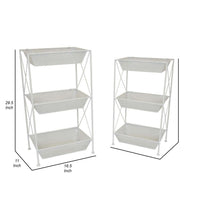 30 Inch Plant Stands Set of 2, Open Metal Frame, 6 Square Baskets, White - BM310184
