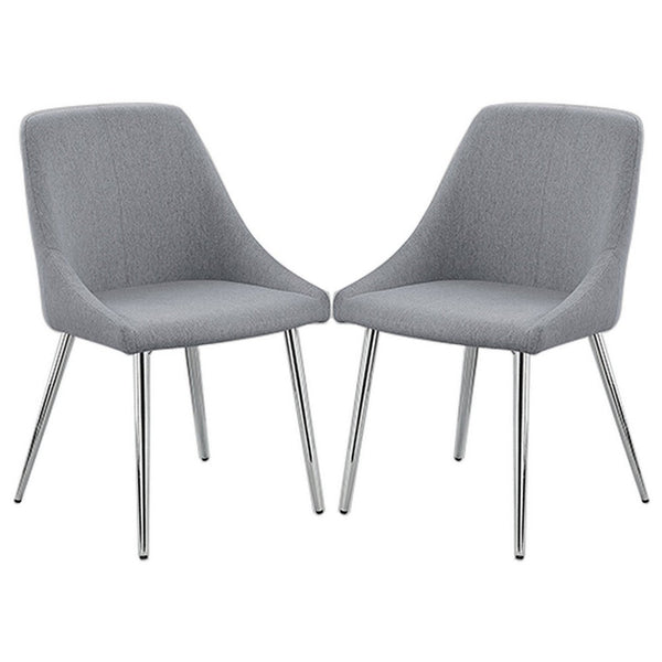 Kian 20 Inch Side Chair Set of 2, Tapered Legs, Gray Fabric Upholstery - BM310192