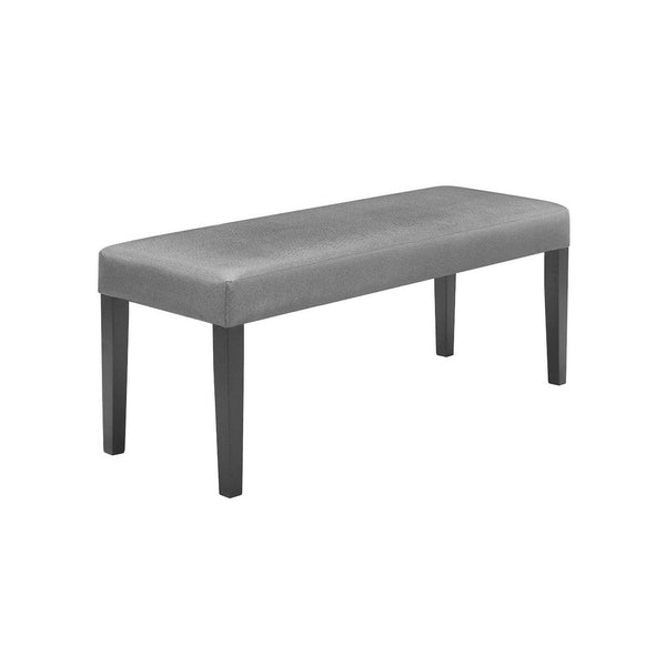 Brandon 46 Inch Bench, Black Wood Frame, Gray Fabric Upholstery - BM310193