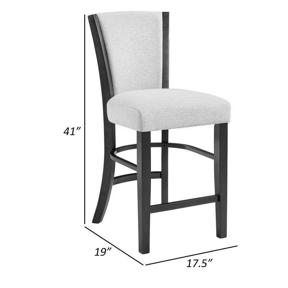 Brandon 24 Inch Counter Height Chair Set of 2, White Fabric Upholstery - BM310197