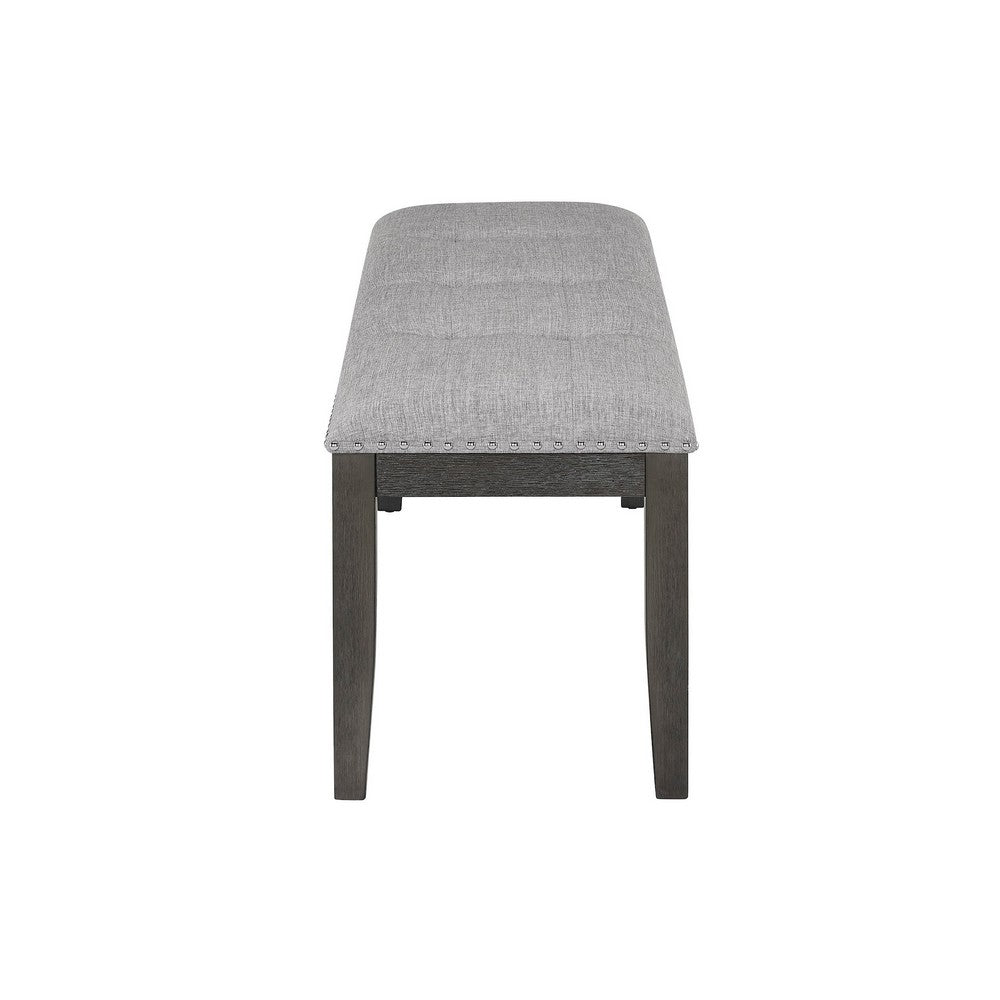 Amber 48 Inch Bench, Fabric Upholstery, Cushioned Wood Frame, Gray  - BM310202